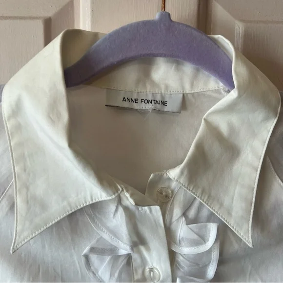 Anne Fontaine Carmen Pima Cotton Ruffle Blouse